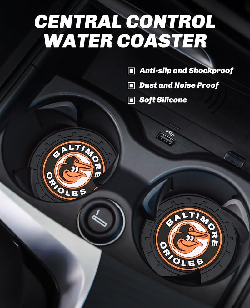 Kaleduo 2PCS Car Cup Holder Coaster,Auto Cup Holder Insert Coaster for Baltimore Orioles Baseball Fans, Non-Slip Car Drink Holder Mat, Interior Accessories, Baltimore Orioles - Image 2